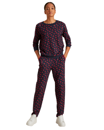 Calida 15828 + 29552 Red Hearts Dark Lapis Blue Cotton Pajamas Set myselflingerie.com